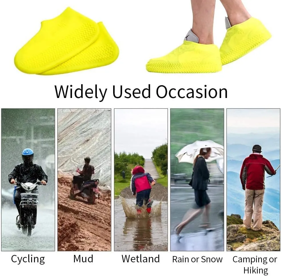 Waterproof Silicone Shoe Covers for Rain,Reusable Non Slip Rubber Rain Shoe Cover Cycling Shoe Protectors Outdoor with Non-slip Sole Apply to Men,Women,Kids(Extra Large, Blue)