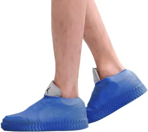 Waterproof Silicone Shoe Covers for Rain,Reusable Non Slip Rubber Rain Shoe Cover Cycling Shoe Protectors Outdoor with Non-slip Sole Apply to Men,Women,Kids(Extra Large, Blue)