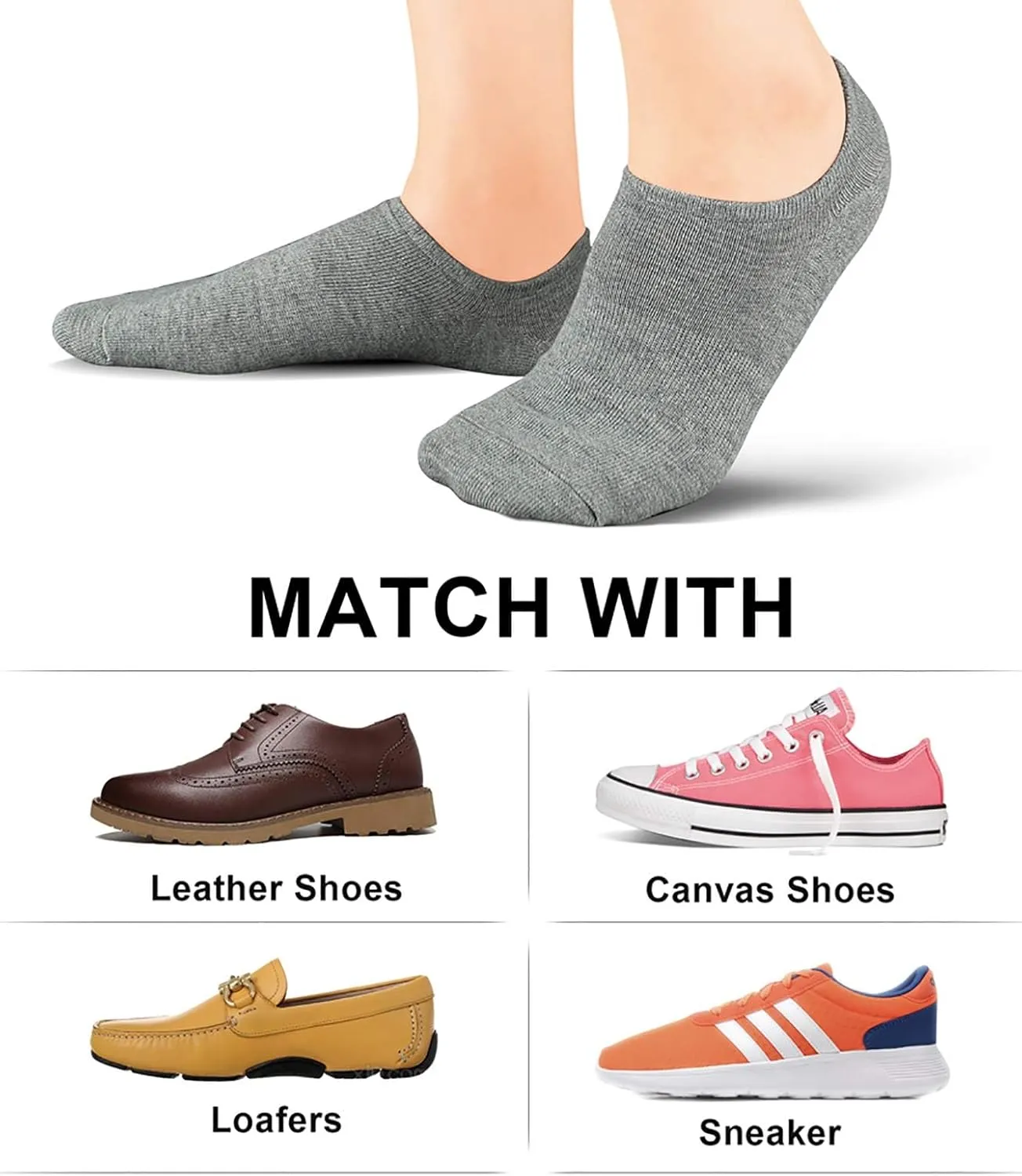 wernies No Show Socks Women Low Socks Non Slip Flat Boat Line 4/8 Pairs