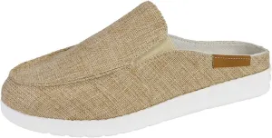 Women Canvas Slip On Lightweight Mule Sneaker Summer Fashion Open Back Flats Walking Shoes Closed Round Toe Low Top Casual Loafer Comfort Walking Sandals