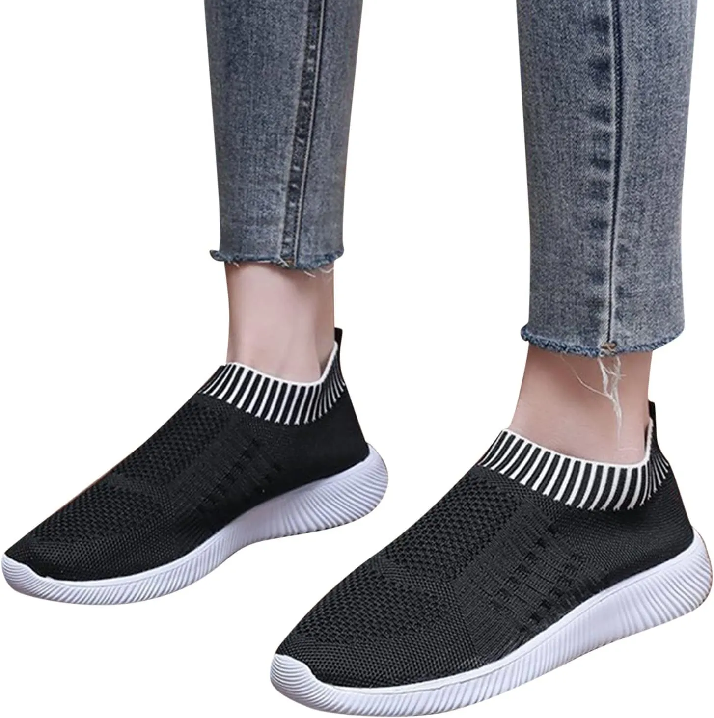 Women Slip On Sneakers Lightweight Walking Shoes Breathable Mesh Casual Comfortable Flats Non Slip Loafers