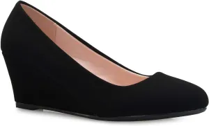 Women's Adorable Low Wedge Heel Shoe - Easy Low Pumps - Basic Slip On, Comfort