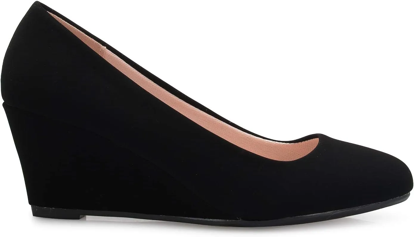 Women's Adorable Low Wedge Heel Shoe - Easy Low Pumps - Basic Slip On, Comfort