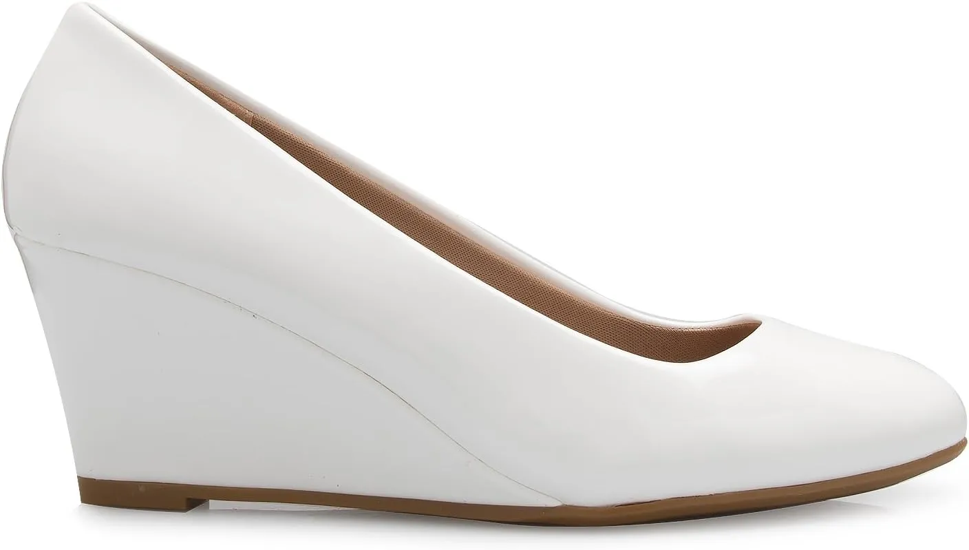 Women's Adorable Low Wedge Heel Shoe - Easy Low Pumps - Basic Slip On, Comfort