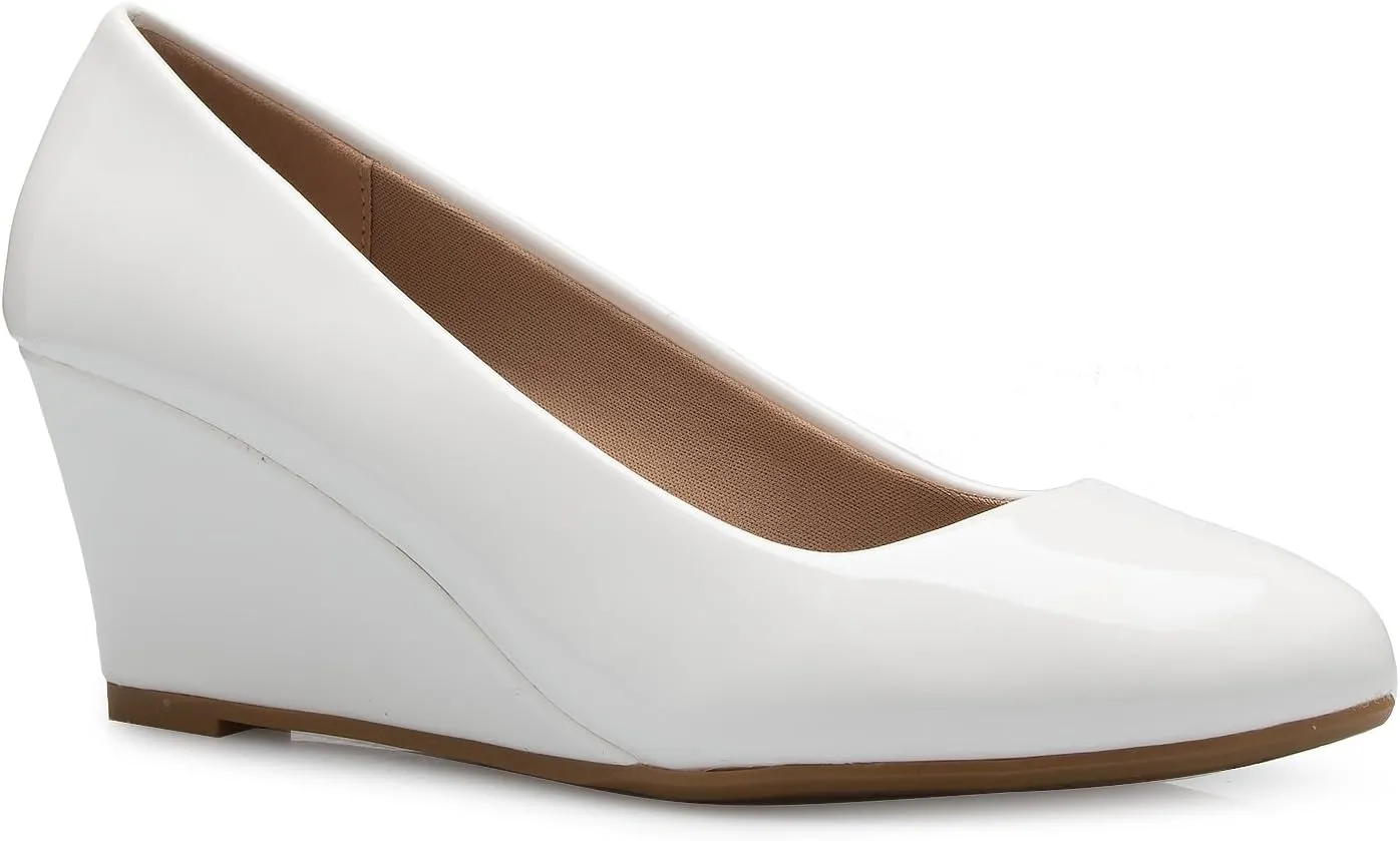 Women's Adorable Low Wedge Heel Shoe - Easy Low Pumps - Basic Slip On, Comfort