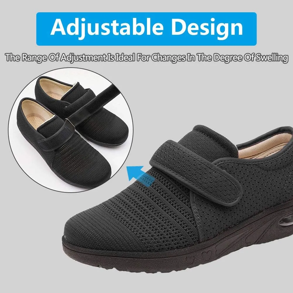 Womens Diabetic Walking Shoes Adjustable Outdoor Sneakers Recovery Easy On Off Strap Wide Width Slippers Comfort for Seniors Elderly Woman Swollen Feet, Edema, Foot Pain