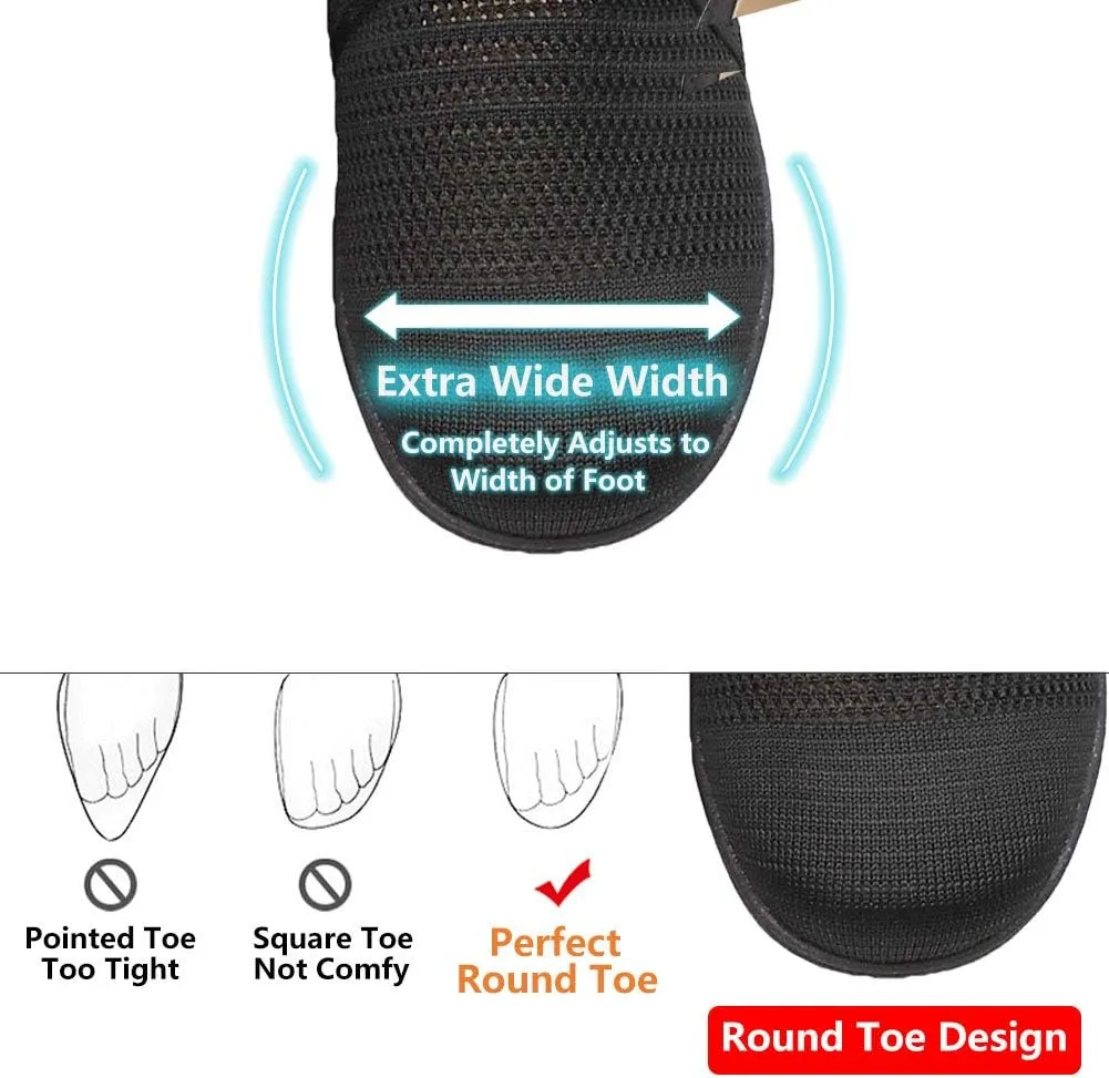 Womens Diabetic Walking Shoes Adjustable Outdoor Sneakers Recovery Easy On Off Strap Wide Width Slippers Comfort for Seniors Elderly Woman Swollen Feet, Edema, Foot Pain