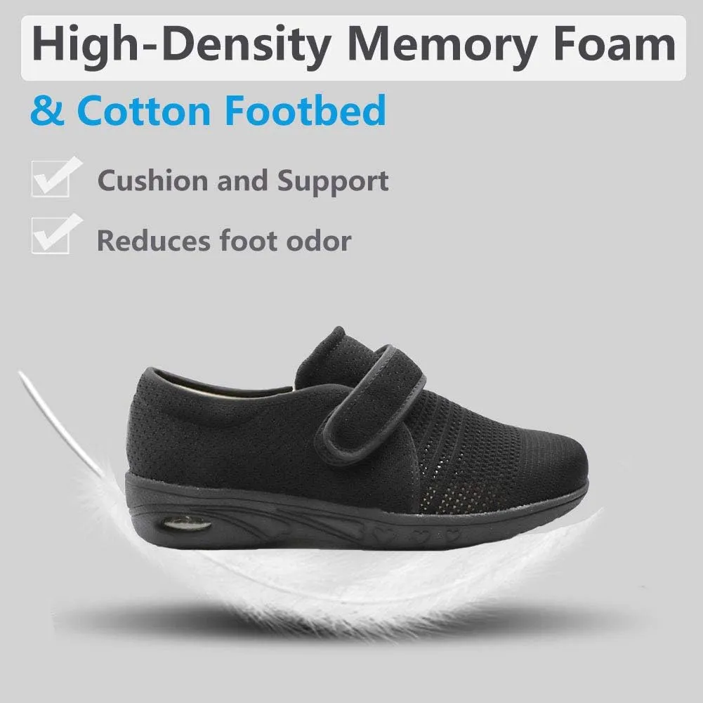 Womens Diabetic Walking Shoes Adjustable Outdoor Sneakers Recovery Easy On Off Strap Wide Width Slippers Comfort for Seniors Elderly Woman Swollen Feet, Edema, Foot Pain