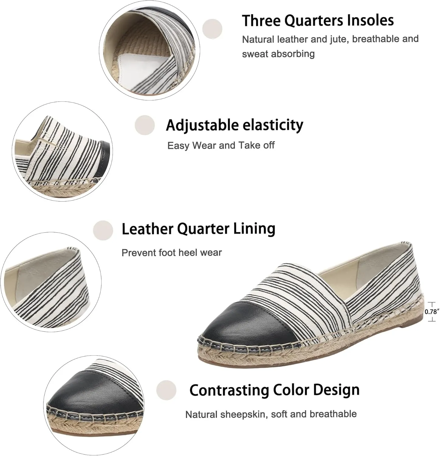 Womens Espadrille Flats Round Toe Slip on Comfortable Loafer Flats Classic Beige Canvas Flats Breathable Casual Shoes