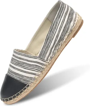 Womens Espadrille Flats Round Toe Slip on Comfortable Loafer Flats Classic Beige Canvas Flats Breathable Casual Shoes