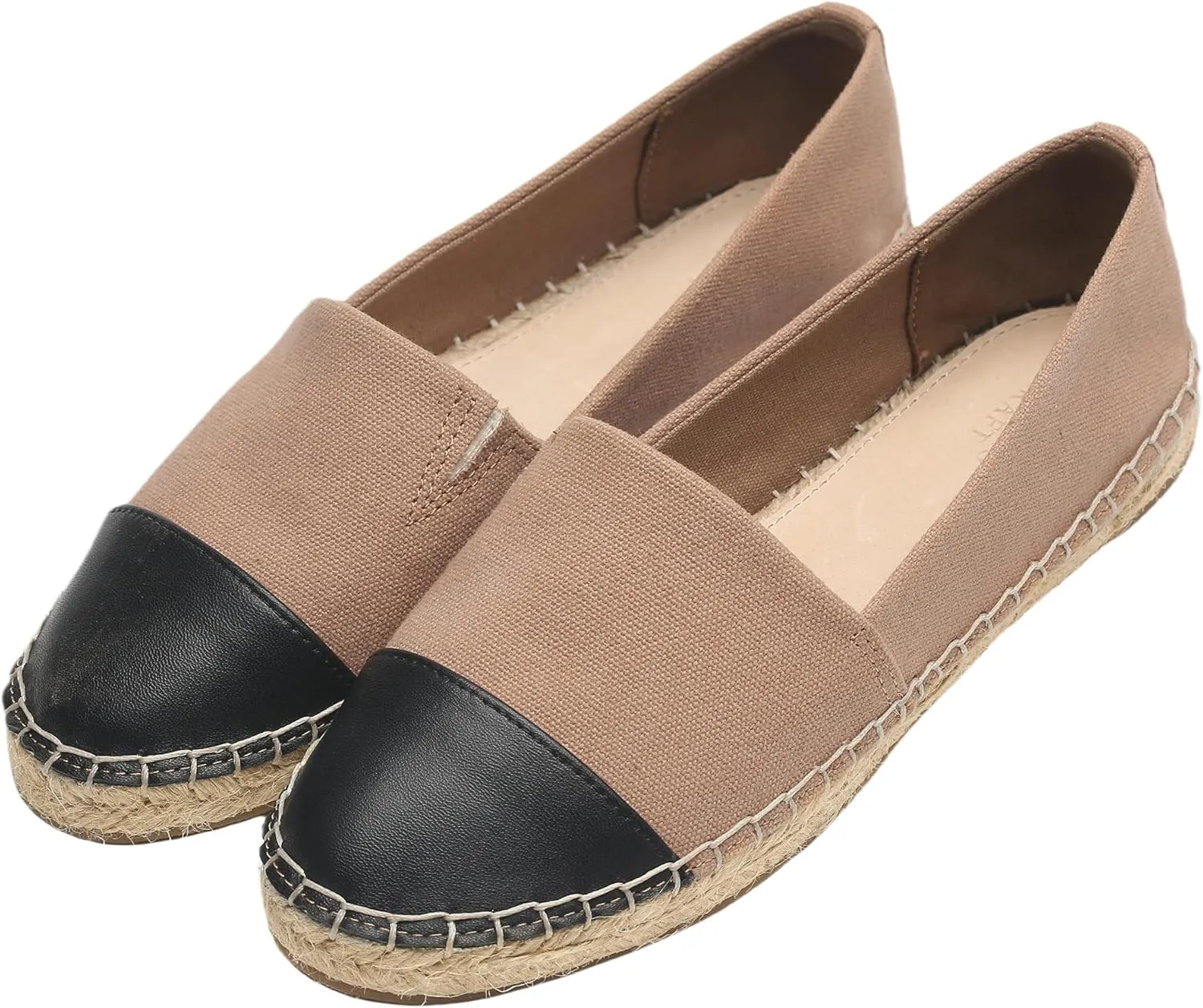 Womens Espadrille Flats Round Toe Slip on Comfortable Loafer Flats Classic Beige Canvas Flats Breathable Casual Shoes