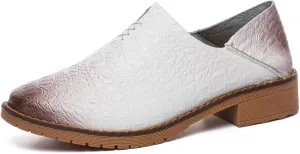 Women's Fashion Leather Penny Loafer Drop-in Heel Slip On Flats Mules Shoes