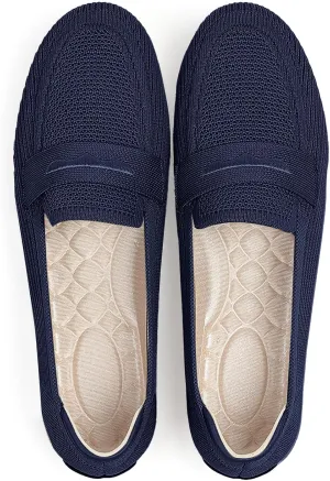 Womens Loafers Comfortable Knit Driving Shoes Washable Casual Work Slip on Loafer