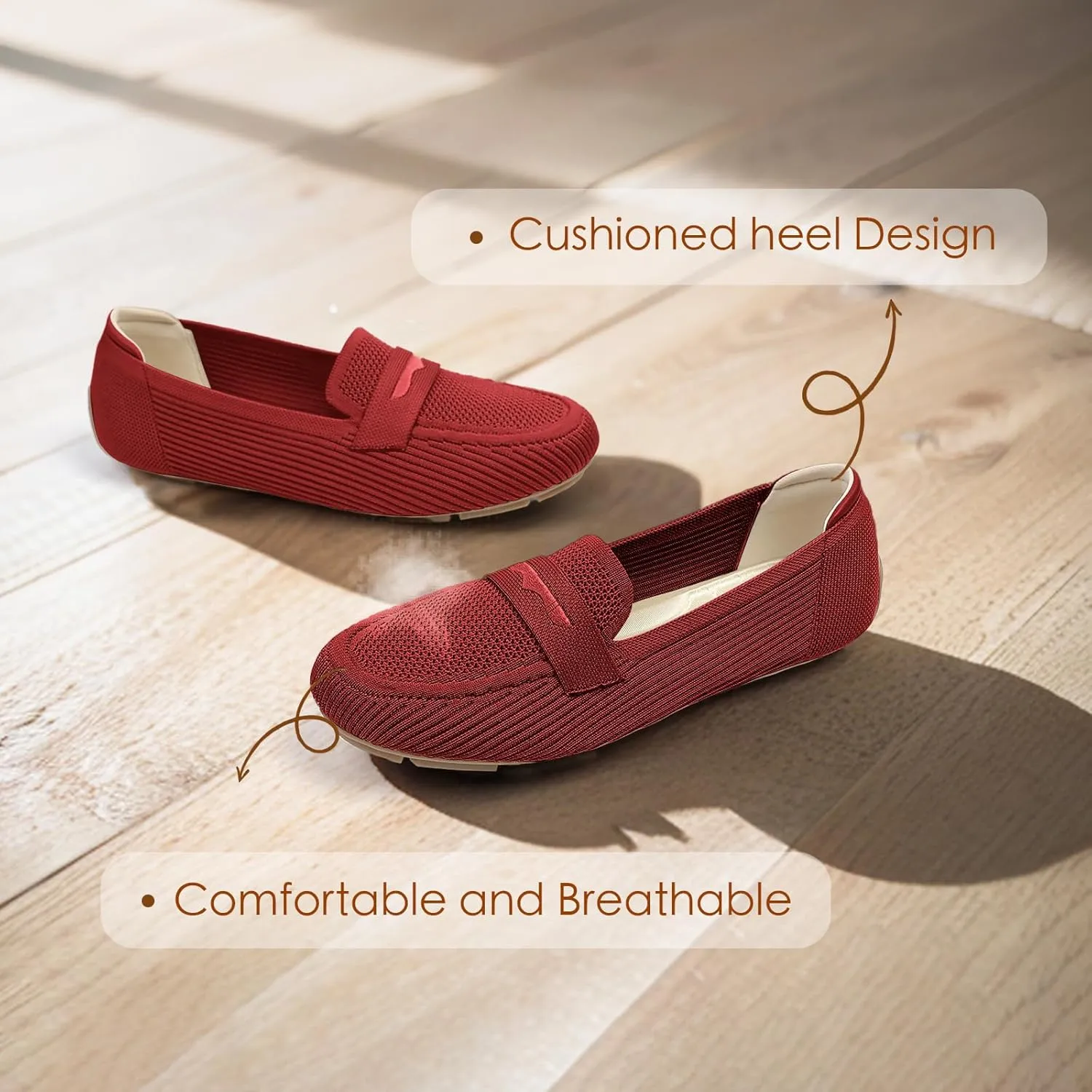 Womens Loafers Comfortable Knit Driving Shoes Washable Casual Work Slip on Loafer