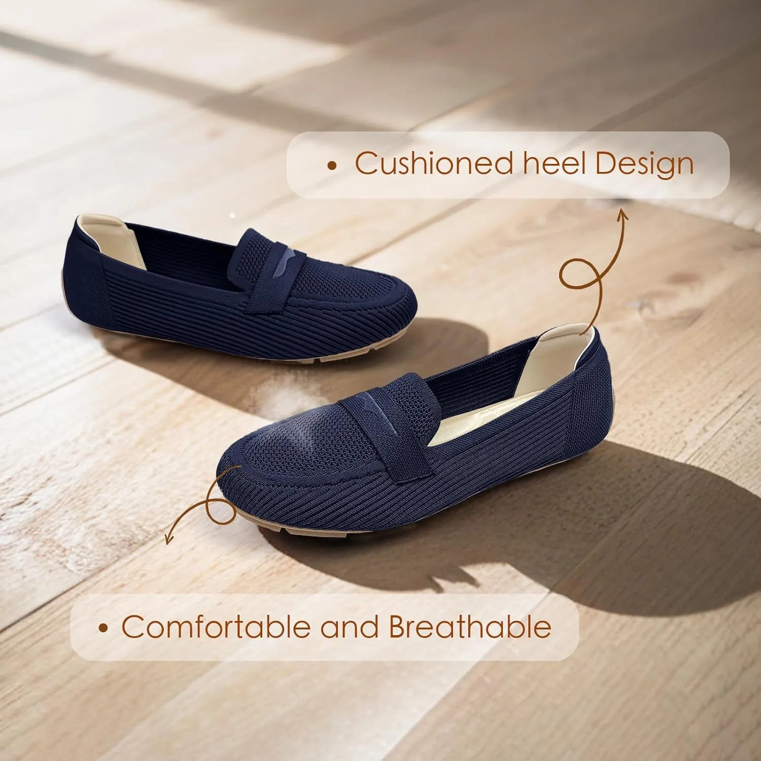 Womens Loafers Comfortable Knit Driving Shoes Washable Casual Work Slip on Loafer