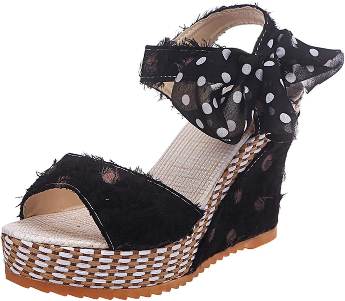 Women's Platform Sandals Wedge Open Toe Ankle Strap Lace Wedding Bridesmaid Shoes Comfortable Low Heel Casual Summer Wide
