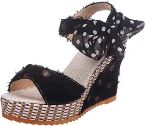 Women's Platform Sandals Wedge Open Toe Ankle Strap Lace Wedding Bridesmaid Shoes Comfortable Low Heel Casual Summer Wide