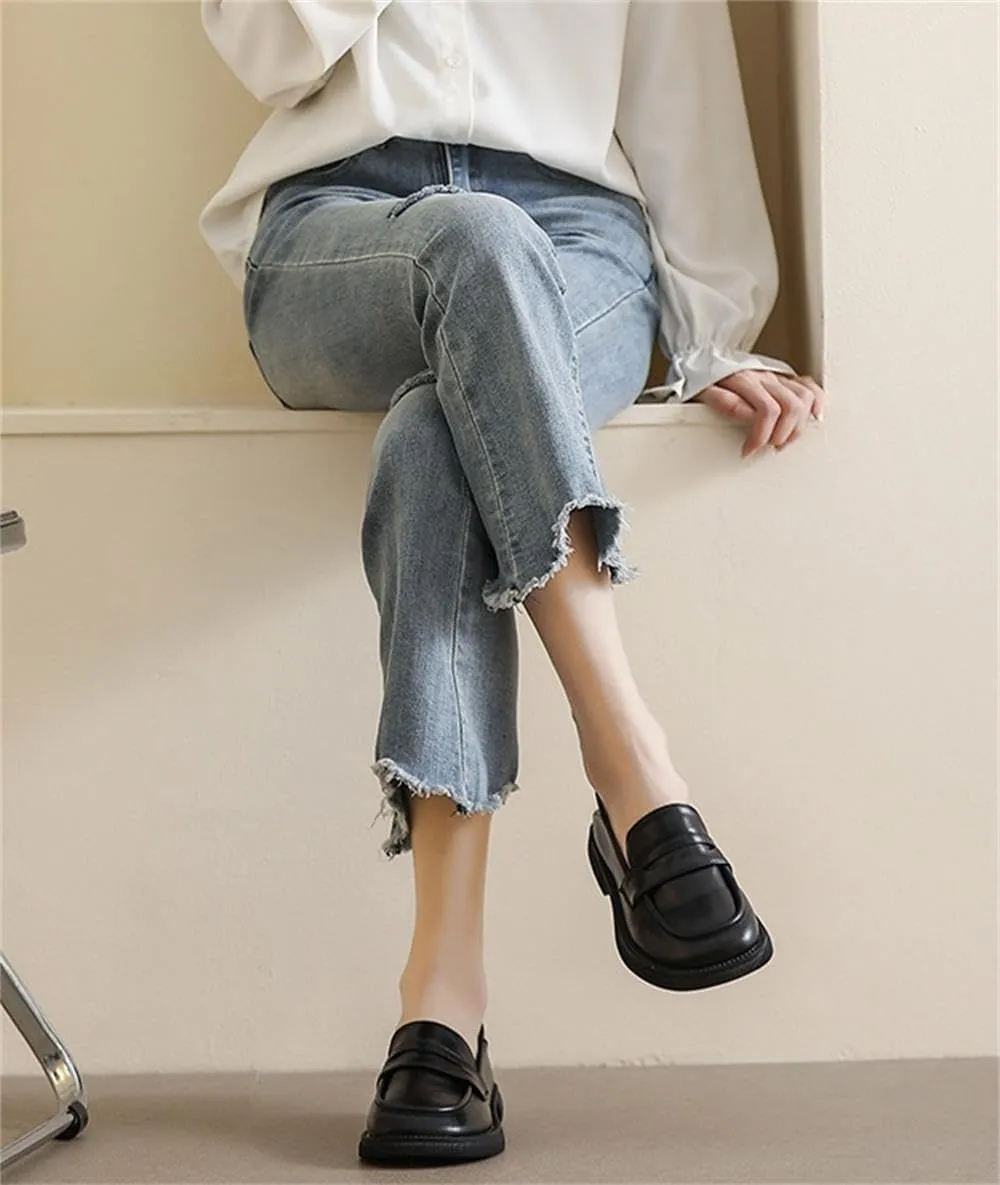 Women's Slip On Loafers Flats Oxford Shoes British Style Brogues Work Driving Style Shoes Moccasin