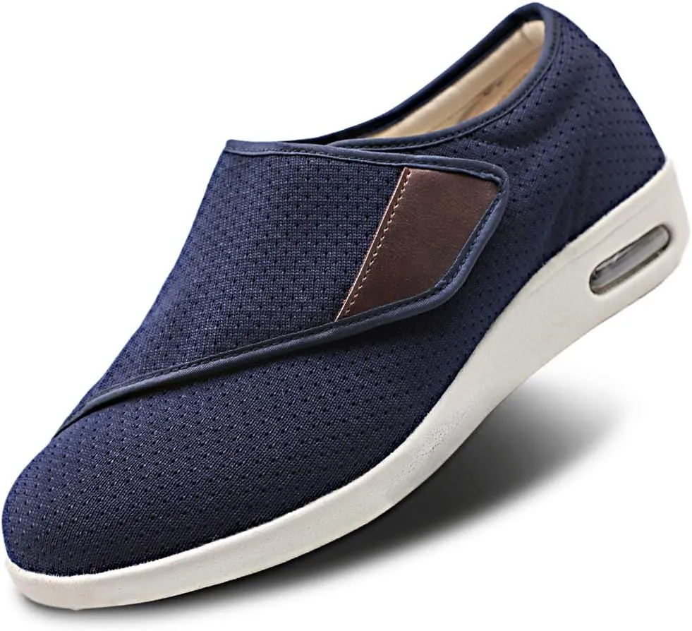 Womens Stylish Diabetic Shoes with Arch Support,Extra Wide Widths Walking Edema Sneakers Adjustable Strap Easy On/Off with 3 Pairs Insoles Replacement for Support Swollen Feet