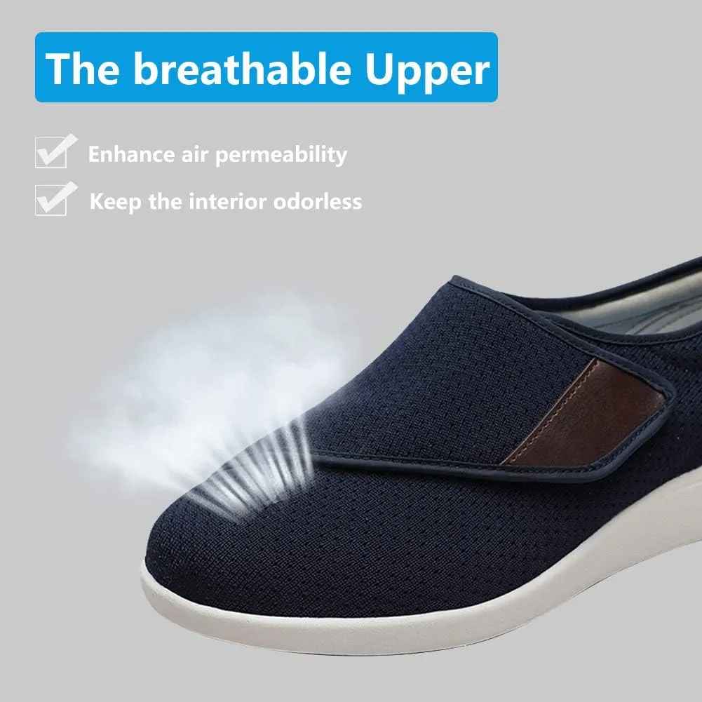 Womens Stylish Diabetic Shoes with Arch Support,Extra Wide Widths Walking Edema Sneakers Adjustable Strap Easy On/Off with 3 Pairs Insoles Replacement for Support Swollen Feet