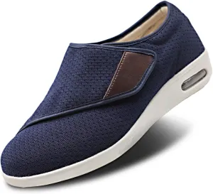 Womens Stylish Diabetic Shoes with Arch Support,Extra Wide Widths Walking Edema Sneakers Adjustable Strap Easy On/Off with 3 Pairs Insoles Replacement for Support Swollen Feet