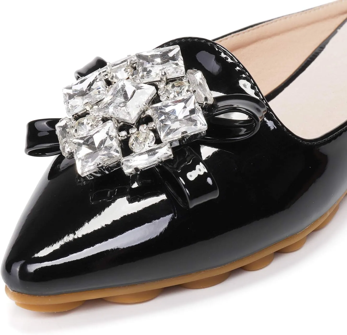 Women's Suede Leather Mules Mules for Woman Rhinestone Flats Comfortable Slip on Women Mule Shoe