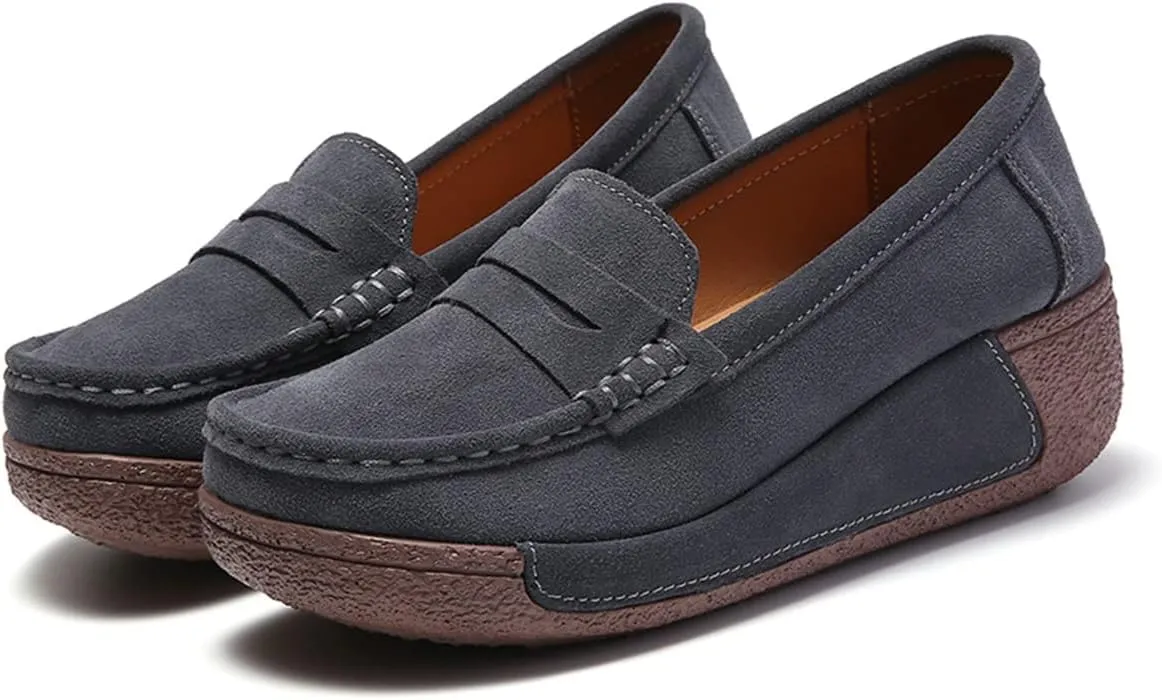 Women's Wedge Loafers Platform Sneakers Slip-ons Shoes for Casual Walking