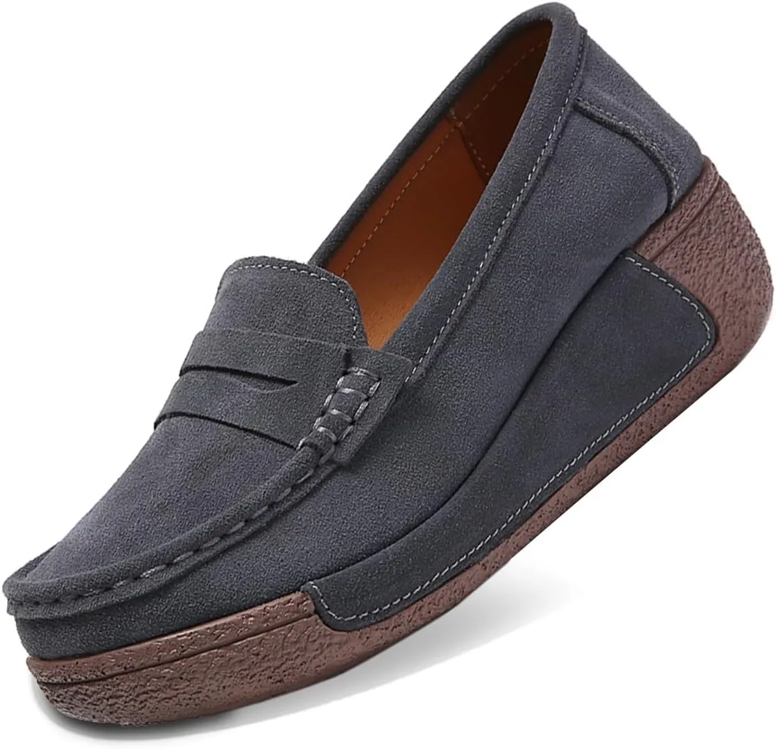Women's Wedge Loafers Platform Sneakers Slip-ons Shoes for Casual Walking