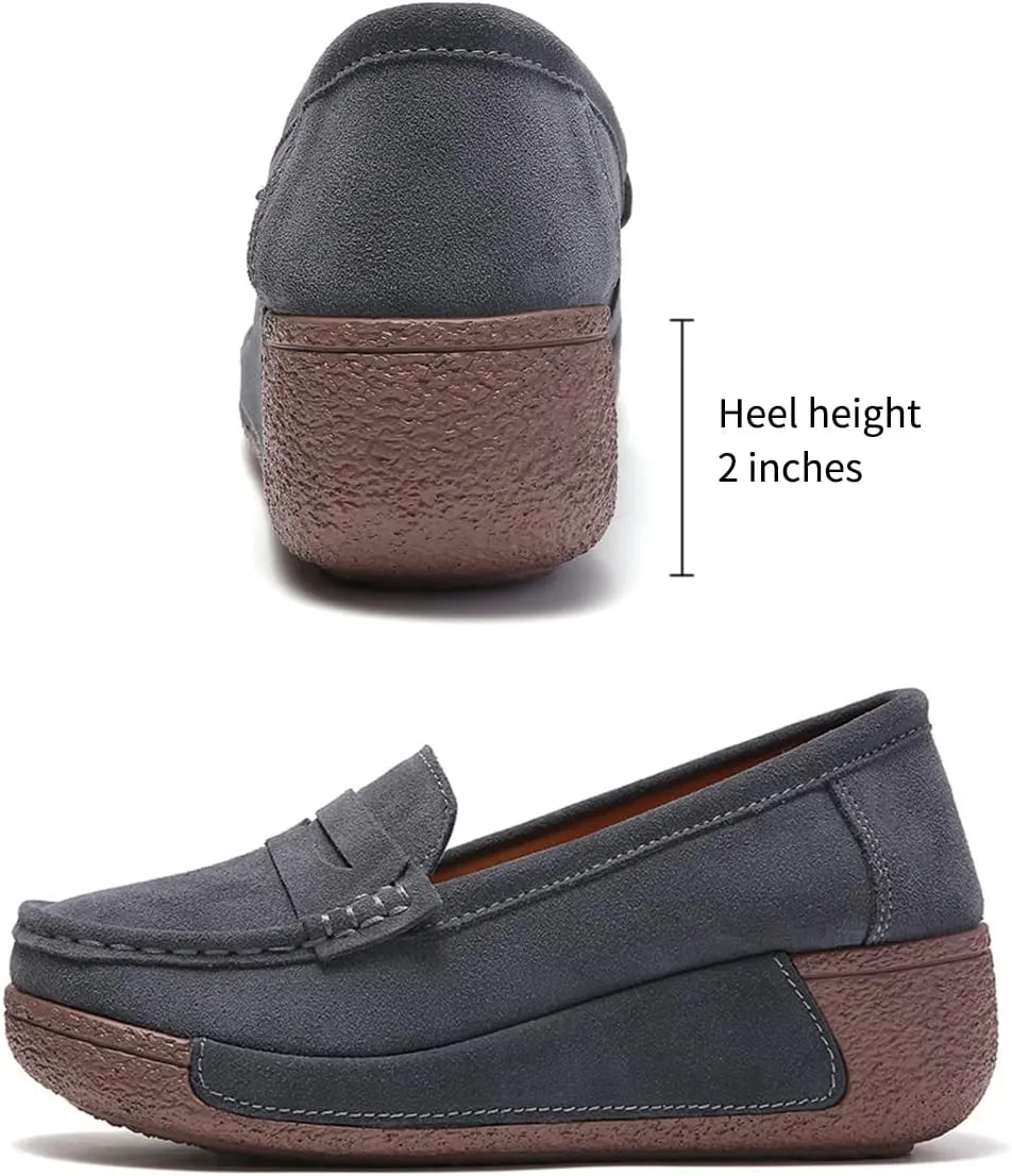 Women's Wedge Loafers Platform Sneakers Slip-ons Shoes for Casual Walking