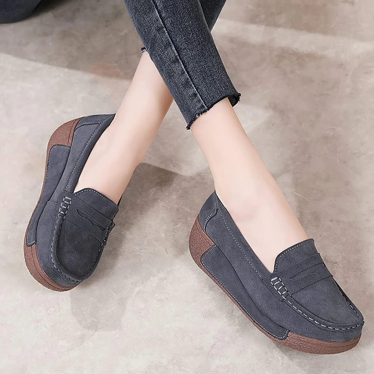 Women's Wedge Loafers Platform Sneakers Slip-ons Shoes for Casual Walking