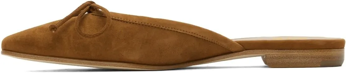 XYD Women Closed Toe Flat Clog Mules with Bowknot Open-Back Slip On Round Toe Daily Walking House Slipper Shoes