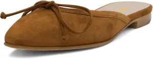 XYD Women Closed Toe Flat Clog Mules with Bowknot Open-Back Slip On Round Toe Daily Walking House Slipper Shoes