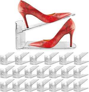 Yes!Fresh Shoe Slots Organizer, Boutique Display Style Shoe Stacker for A Pair of Shoes, Separable Shoe Rack for Closet Organization, 3 Adjustable Narrow Shoe Rack (Clear, 20 Pack)