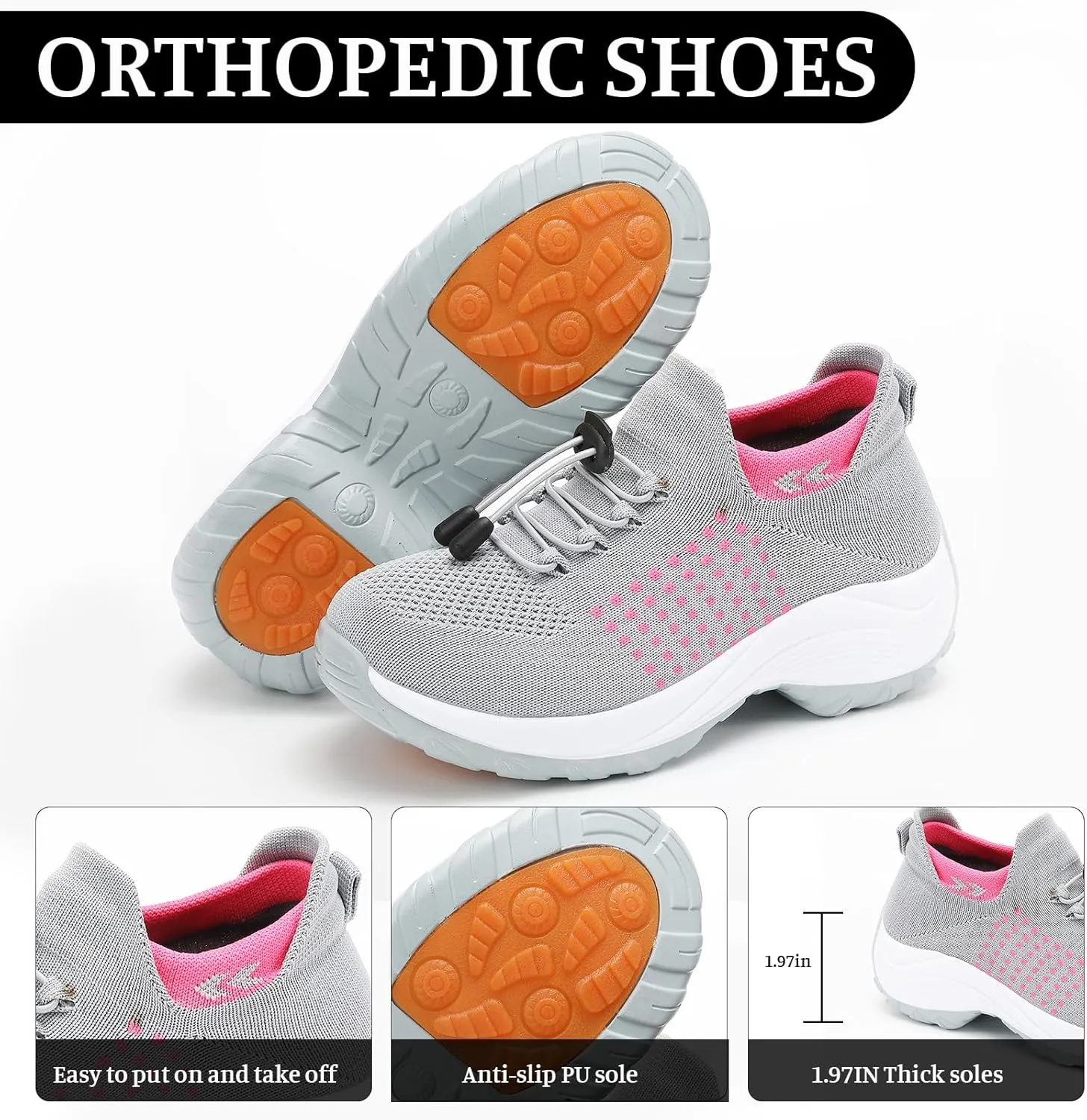 ZWRXW Comfort Wear Orthowear Shoes for Women Men,Arch Support Orthopedic Sneakers Stretch Comfortable Casual Athletic Sneakers Outdoor Lightweight Breathable Walk Shoes